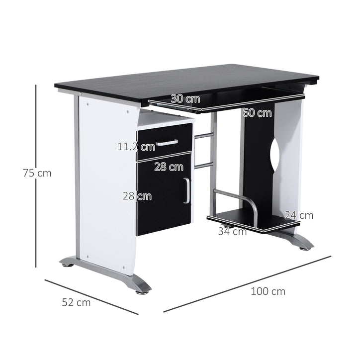 Computer Desk with Sliding Keyboard Tray Storage Drawers and Host Box Shelf Home Office Workstation (Black)