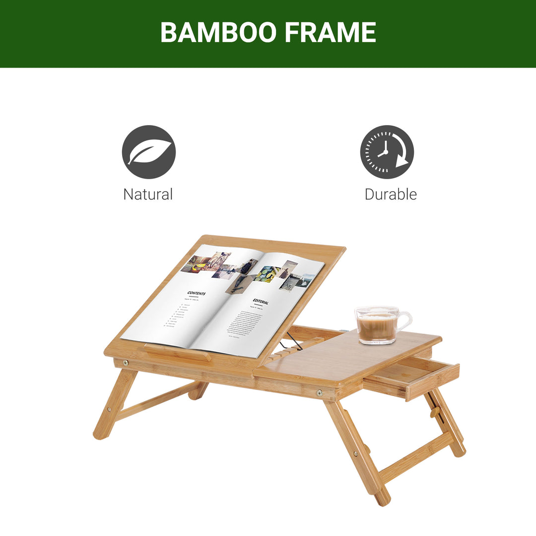 Foldable Laptop Desk Portable Bamboo Laptop Desk with Drawer