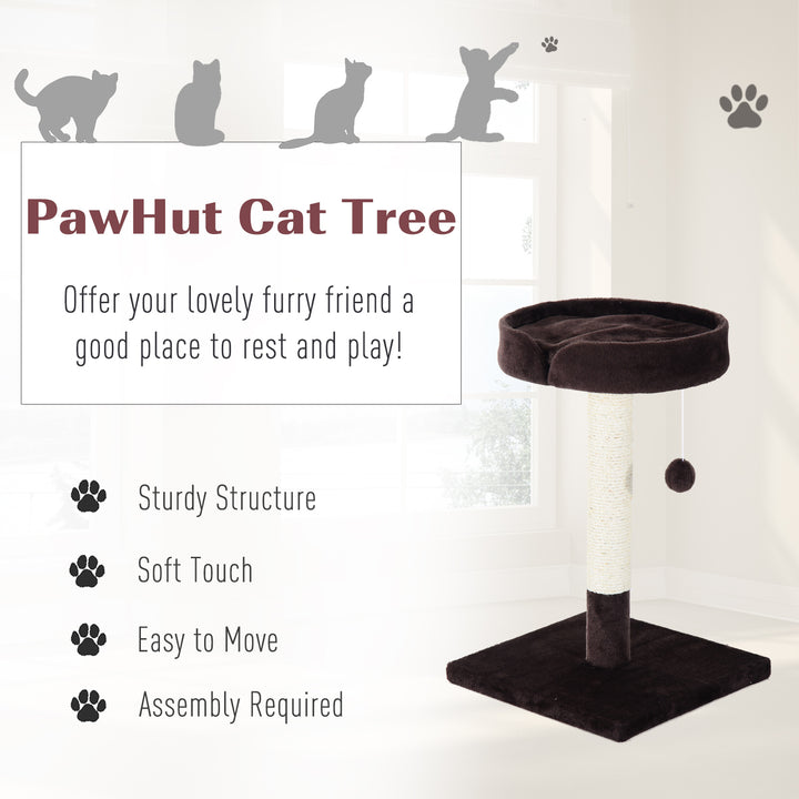 PawHut Cat Tree Scratching Post Furniture Pet Play Area Activity Center Kitten Climbers Climbing Exercise w/ Hanging Toy &amp; Cushion-Brown
