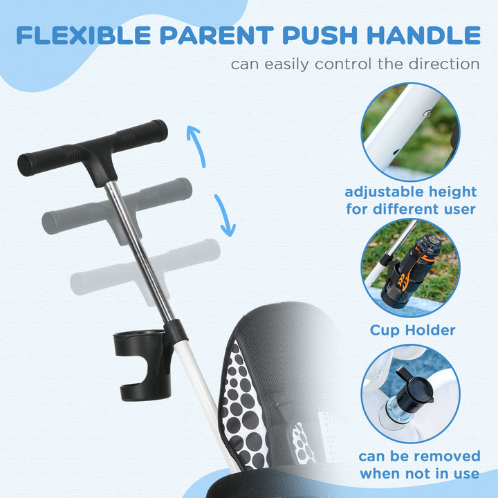 Baby Tricycle W/Handle-White/Black