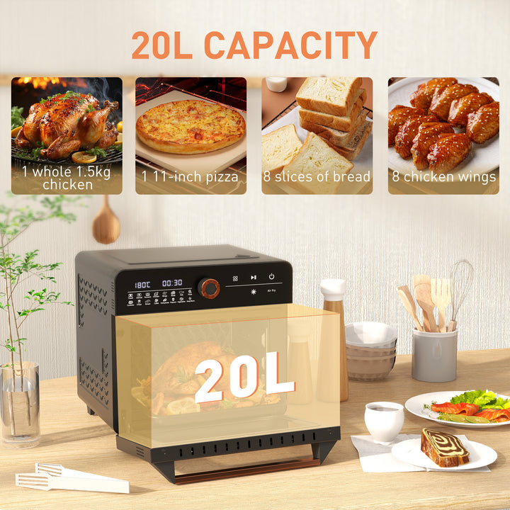 Air Fryer Oven, 20L Mini Oven, Adjustable Temp and Time, 1400W