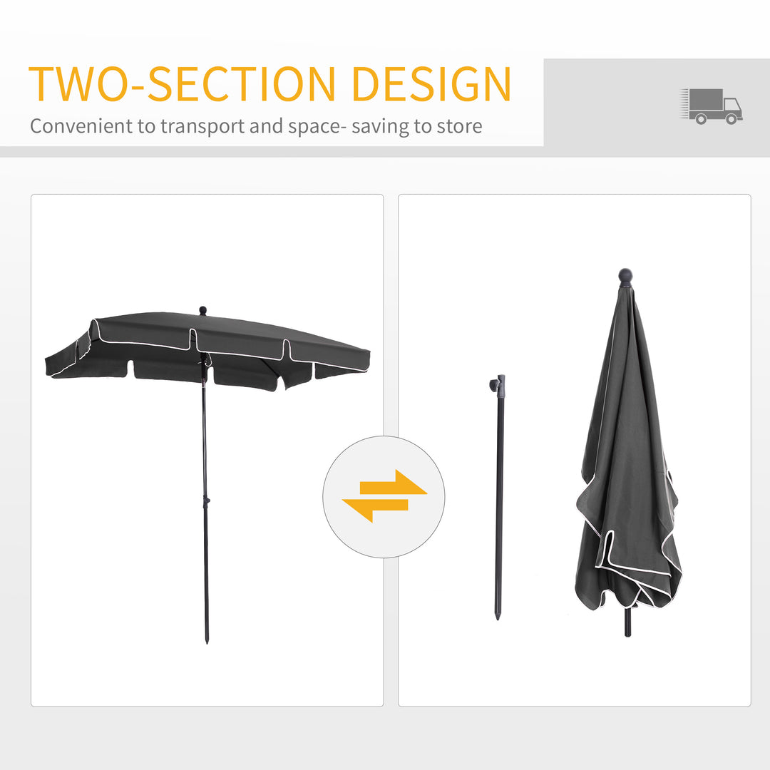 Aluminium Sun Umbrella Parasol Patio Garden Rectangular Tilt 2M x 1.25M