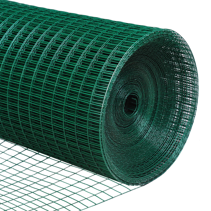 Pawhut PVC Coated Welded Wire Mesh Fencing Chicken Poultry Aviary Fence Run Hutch Pet Rabbit 30m Dark Green