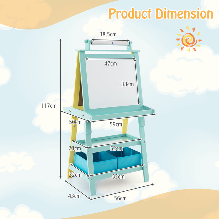 Children's Double-Sided Art Easel with Paper Roll-Yellow