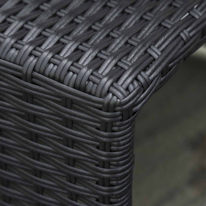 Outsunny 6-Seater Garden Rattan Wicker Sofa Set w/ Coffee Table, Wicker Weave Chair, Space-saving Footstool, Padded Cushions, Black