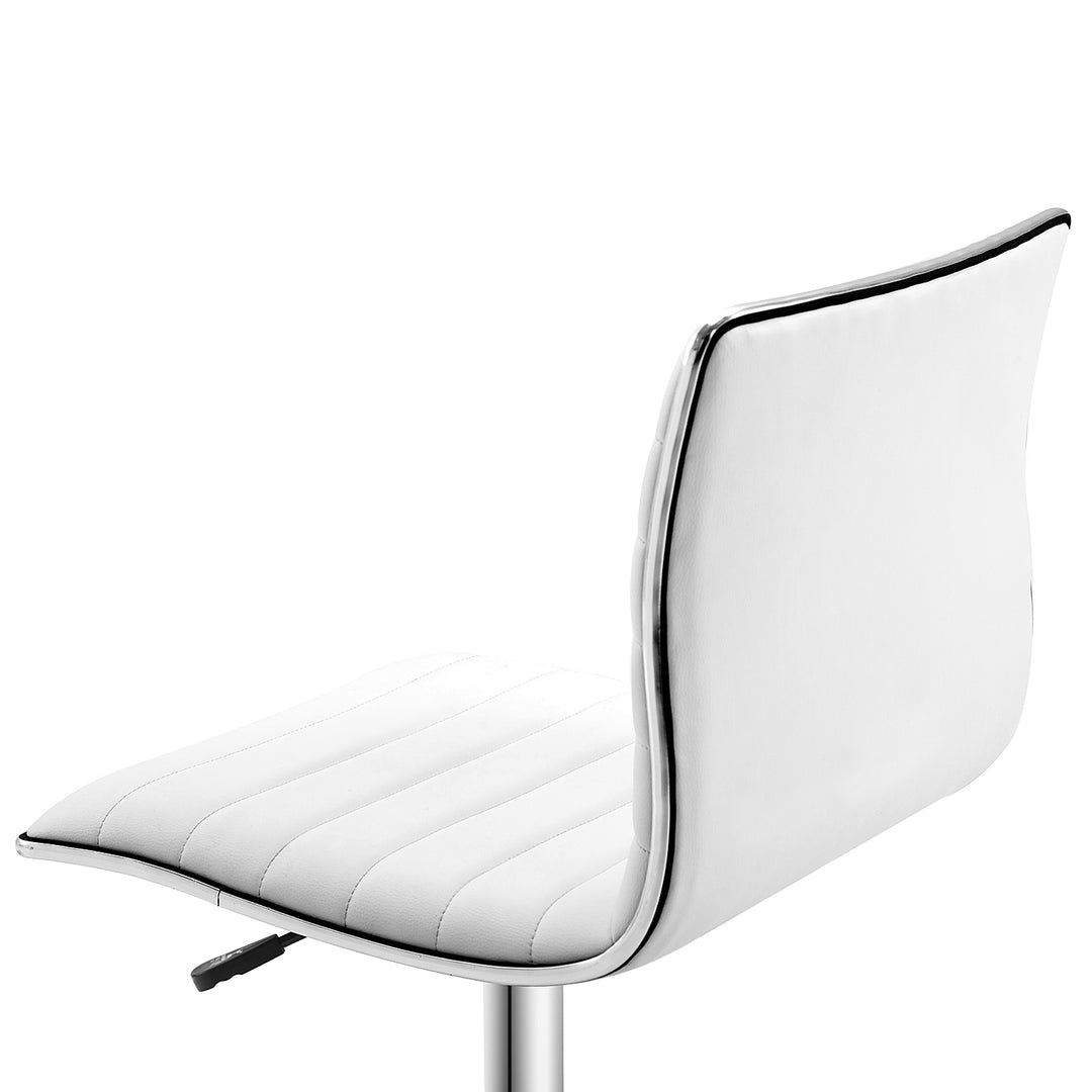 Adjustable Swivel Office Chair with Armless Mid-Back in PU Leather and Chrome Base - White