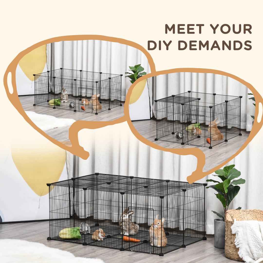 Pet Playpen DIY Small Animal Cage Metal Fence with Door, 22 Pieces, for Bunny Chinchilla Hedgehog Guinea Pig