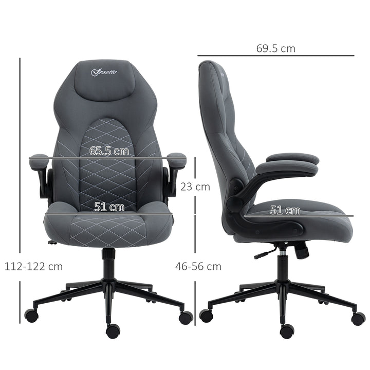 Office Chair w/ Flip Up Armrests, Swivel Seat Dark Grey