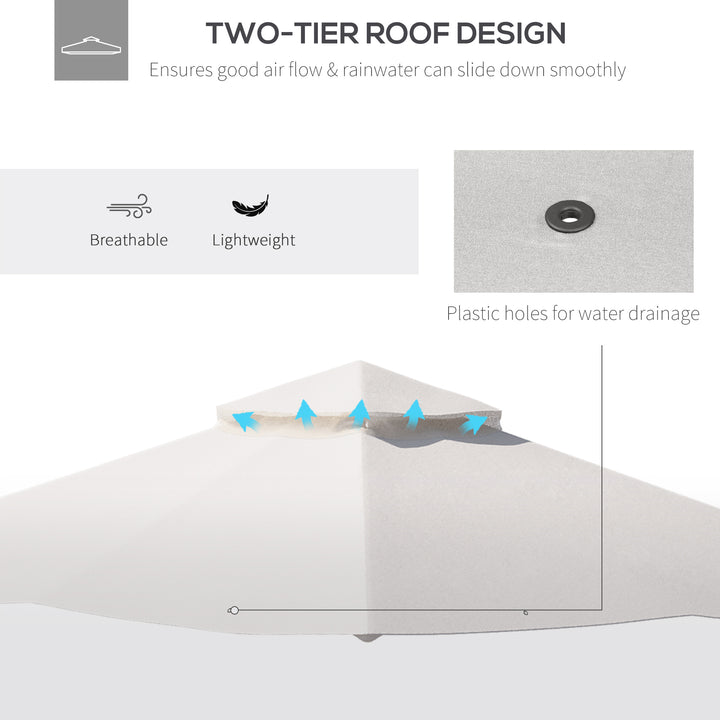 3x3(M) Replacement Gazebo Canopy, Double Tier Roof Top for Garden, Patio, Outdoor, Beige (TOP ONLY)