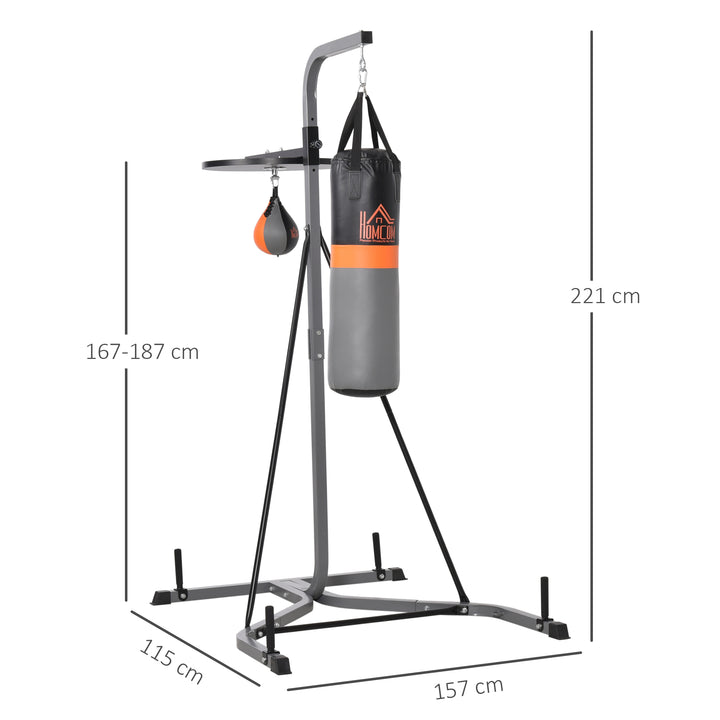 Freestanding Duo Punch Training Punchbag Sandbag  Adjustable Height Home Agility Training Steel Frame