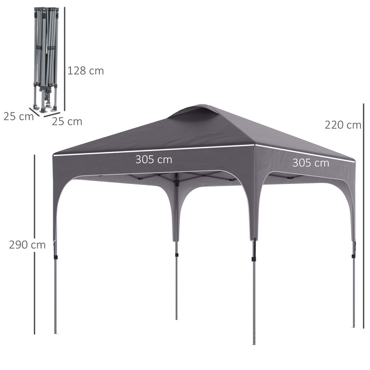 Outsunny 3 x 3 (M) Pop Up Gazebo, Foldable Canopy Tent with Carry Bag with Wheels and 4 Leg Weight Bags for Outdoor Garden Patio Party, Dark Grey