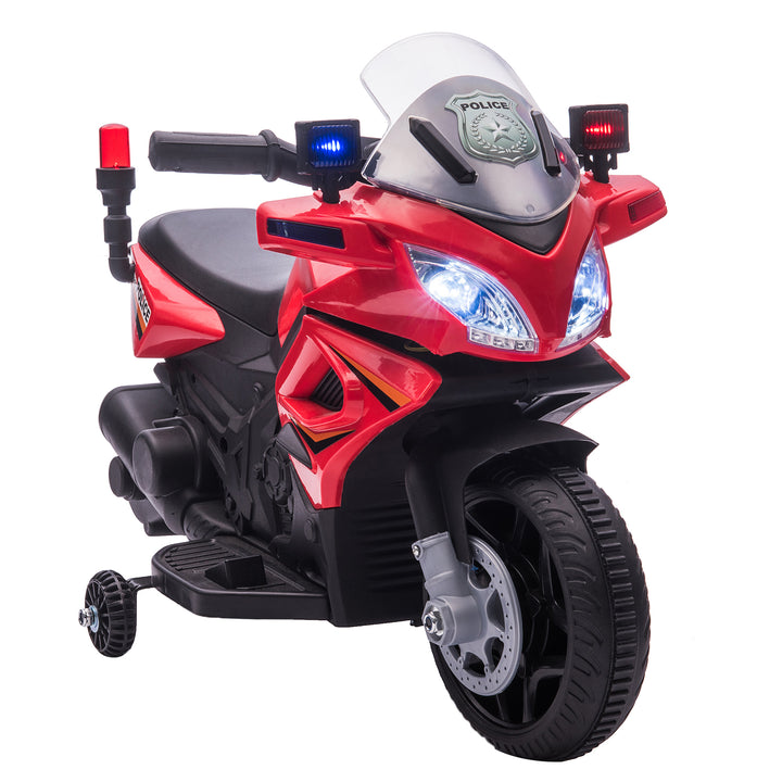 Kids 6V Electric Ride On Motorcycle Police Car Toy for 18 - 36 months Red