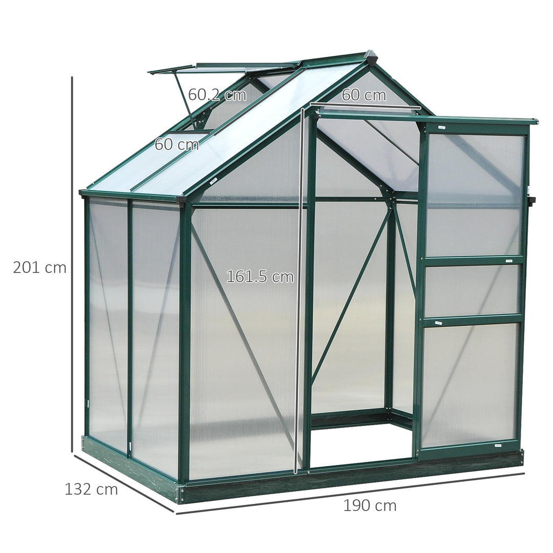 Outsunny Clear Polycarbonate Greenhouse Large Walk-In Green House Garden Plants Grow Galvanized Base Aluminium Frame w/ Slide Door (6ft x 4ft)