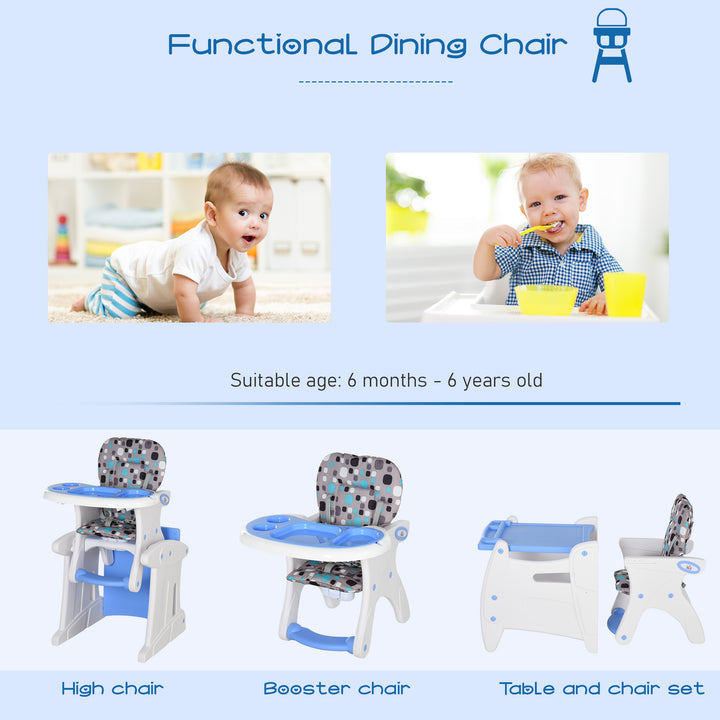 HDPE 3-in-1 Baby Booster High Chair Blue