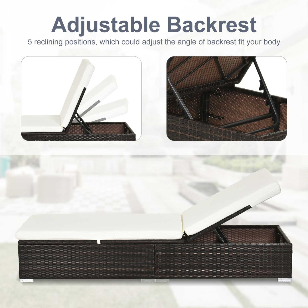 Outsunny Rattan Recliner Lounger Garden Furniture Sun Lounger Recliner Bed Chair Reclining Patio Wicker Brown