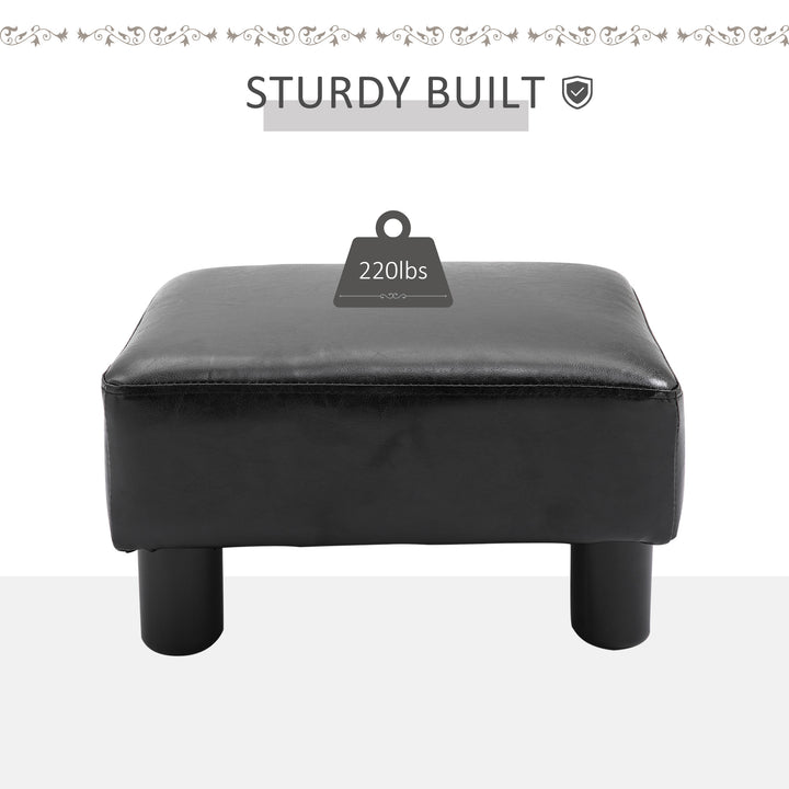 PU Leather Footstool Foot Rest Small Seat Foot Rest Chair - Black