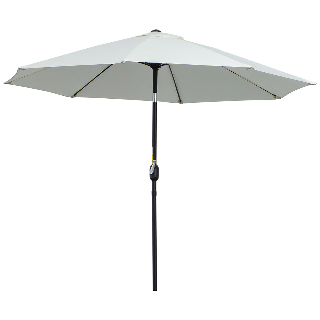 Garden Parasol Umbrella,Tilting Parasol W/three angles, Outdoor Sun Shade Canopy,Cream White，2.65H x Φ2.4m