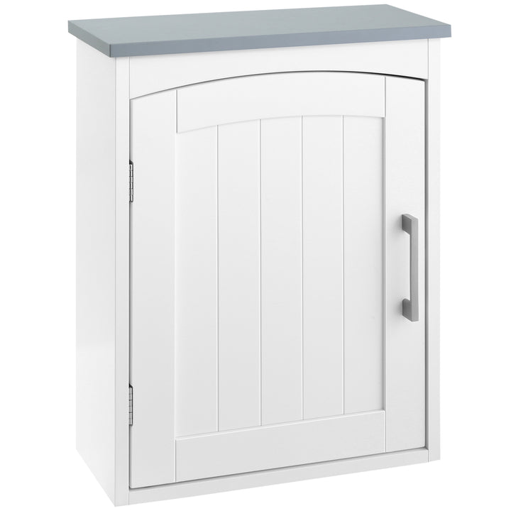 Bathroom Cabinet Wall Mounted, Modern Bathroom Wall Cabinet with Arched Door and Adjustable Shelf, Bathroom Storage Cabinet, Light Grey and White