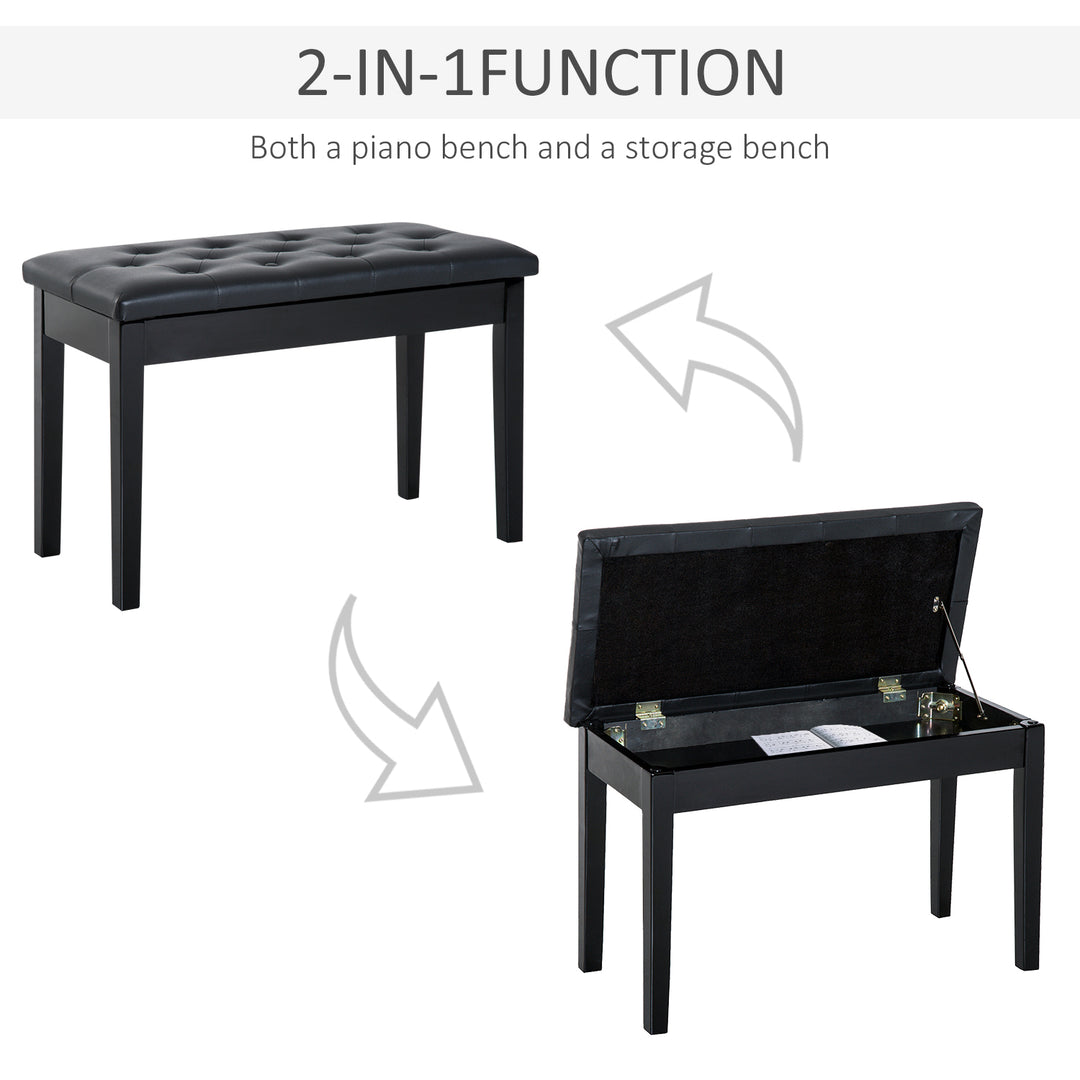 PU Leather Upholstered Stool Makeup Stool Bench Dressing Table Seat with Storage 76x36x50cm, Black