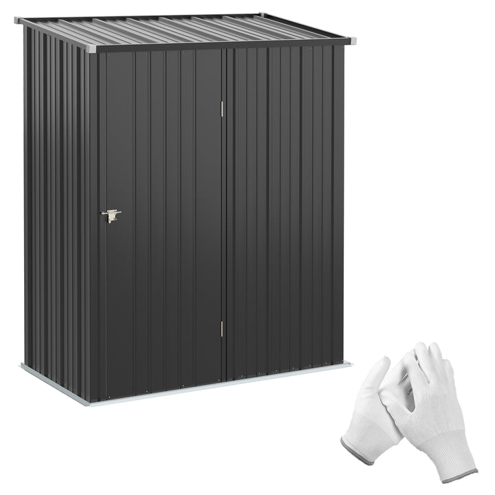Outsunny 5.3ft x 3.1ft Outdoor Storage Shed, Garden Metal Storage Shed w/ Single Door for Backyard, Patio, Lawn, Charcoal Grey