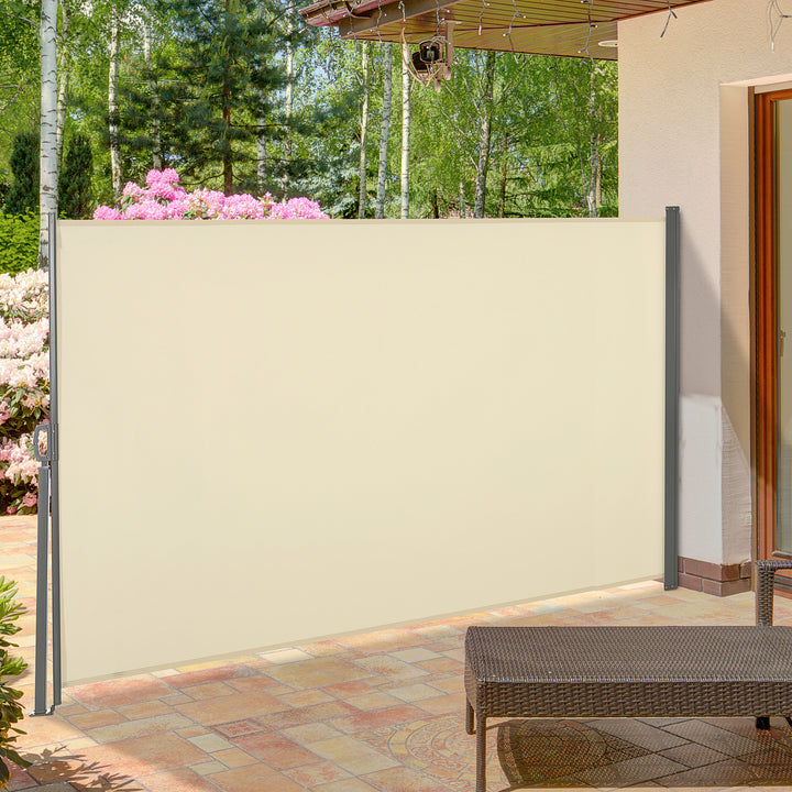 3x1.6m Retractable Polyester Patio Side Awning Cream White