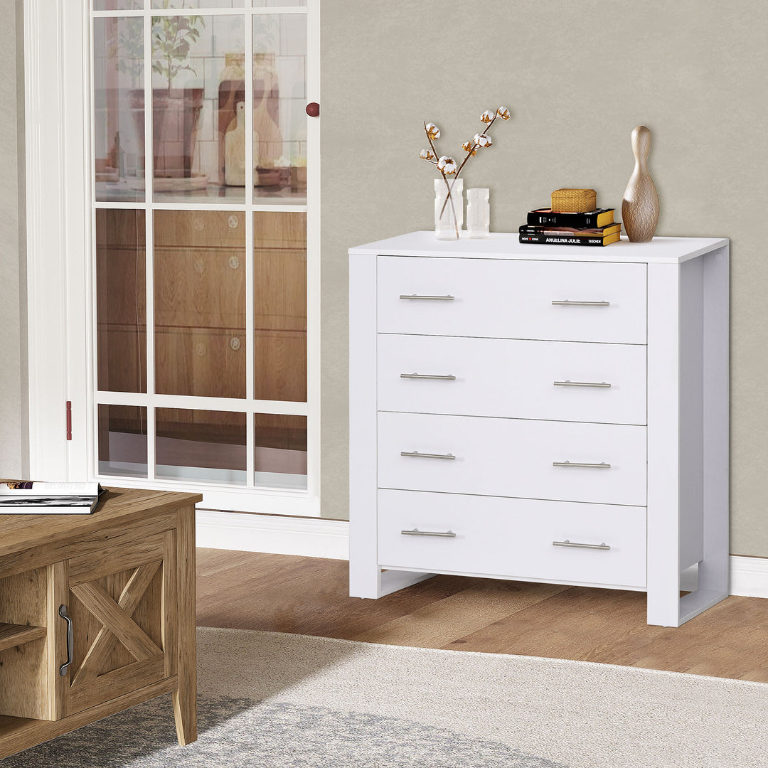 HOMCOM Particle Board 4-Drawer Bedroom Cabinet White