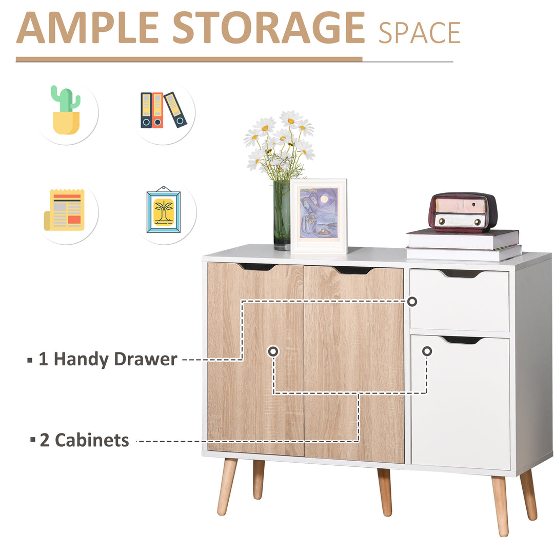 Sideboard Floor Standing Storage Cabinet with Drawer for Bedroom, Living Room, Home Office, Natural