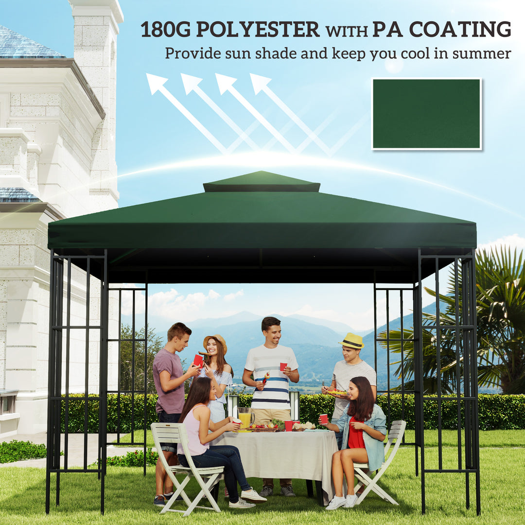 3 x 3 m Gazebo Top Cover Double Tier Canopy Replacement Pavilion Roof Dark Green