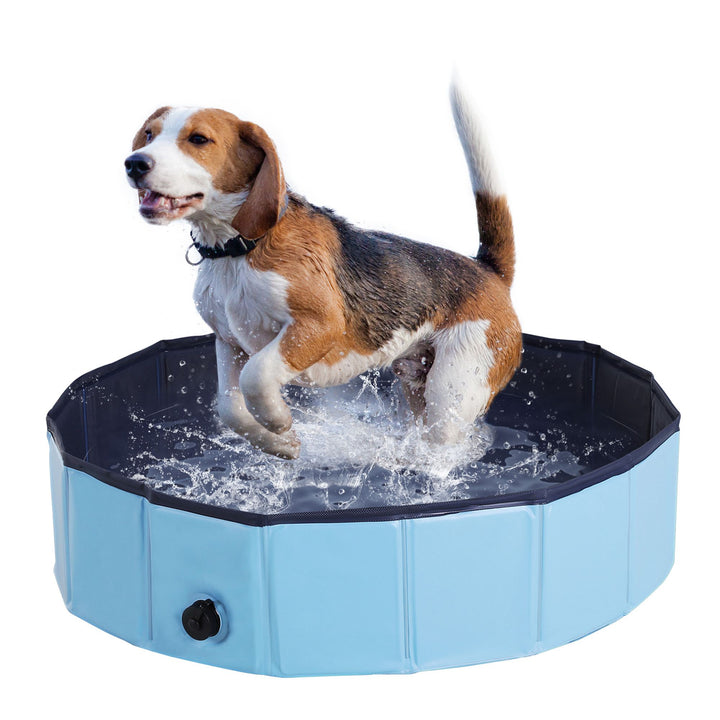 PawHut Pet Swimming Pool, Foldable, 80 cm Diameter-Blue