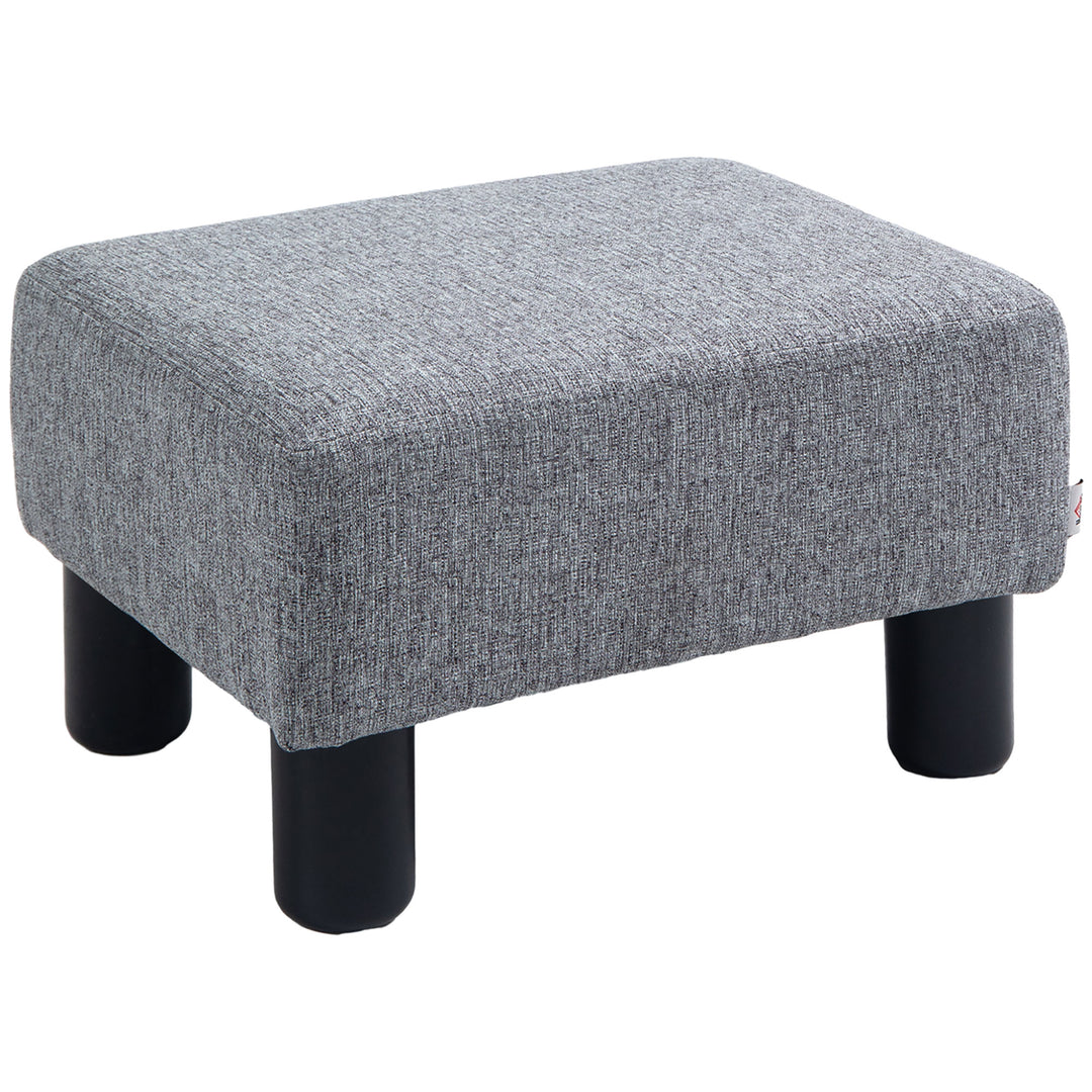 Linen Fabric Footstool Footrest Small Seat Foot Rest Chair Ottoman Light Home Office with Legs 40 x 30 x 24cm Grey