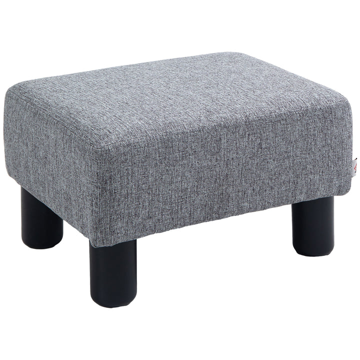 Linen Fabric Footstool Footrest Small Seat Foot Rest Chair Ottoman Light Home Office with Legs 40 x 30 x 24cm Grey