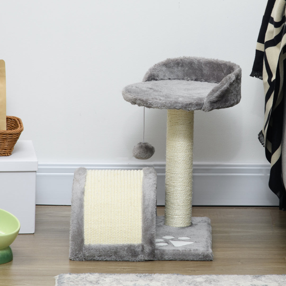 Cat Tree Scratching Scratcher Post Kitten Activity Centre Climber Hanging Ball Grey