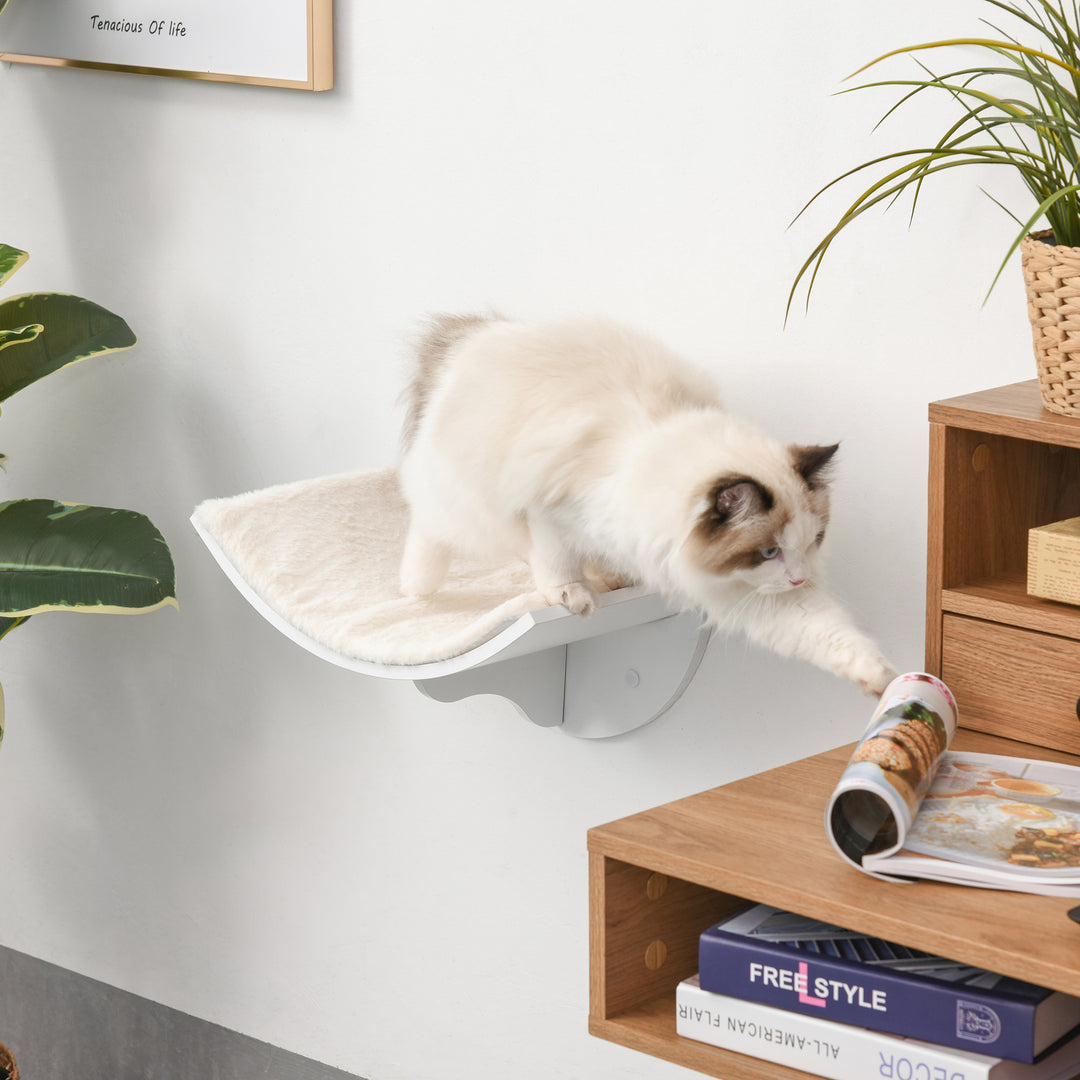 PawHut Wood Cat Shelves Wall-Mounted Shelter Curved Kitten Bed Cat Perch Climber Cat Furniture