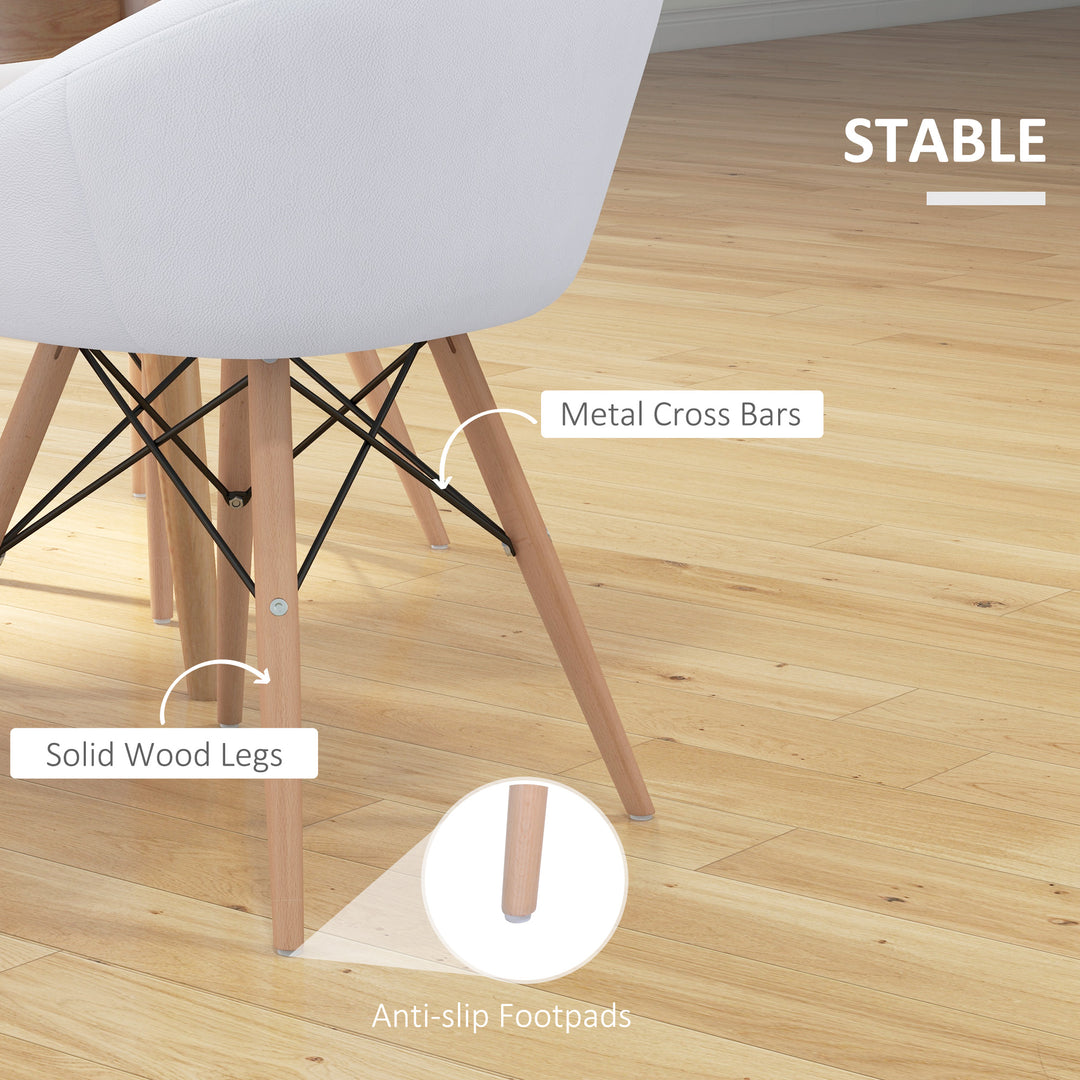 Faux Leather Lounge Chair W/Solid Wooden Legs-White