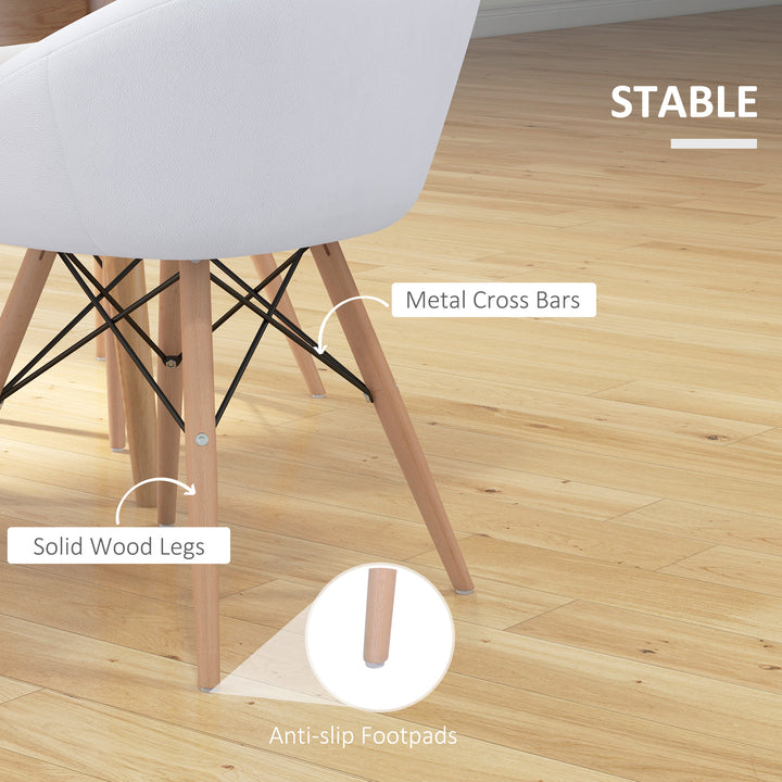 Faux Leather Lounge Chair W/Solid Wooden Legs-White