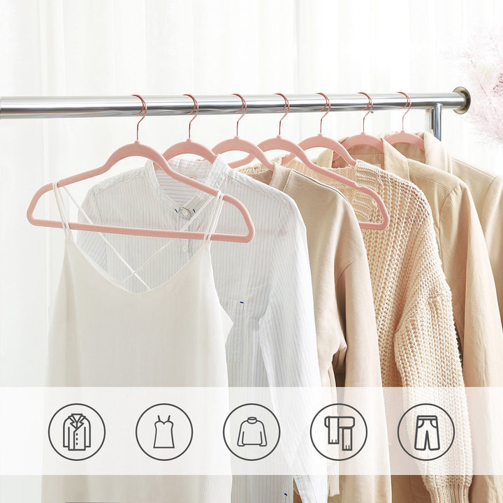 Set of 20 Pink Velvet Hangers with Swivel Hook
