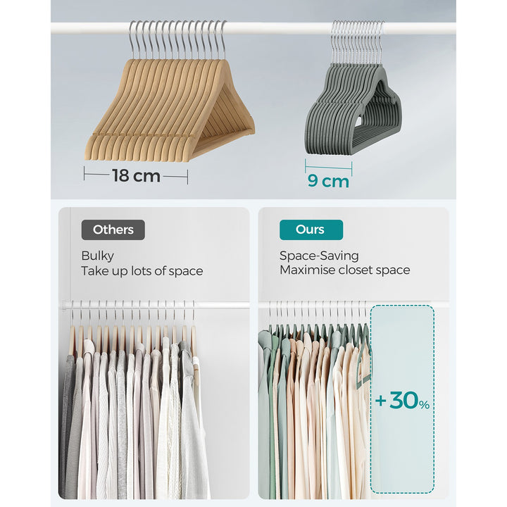 30-Pack Velvet Hangers Grey
