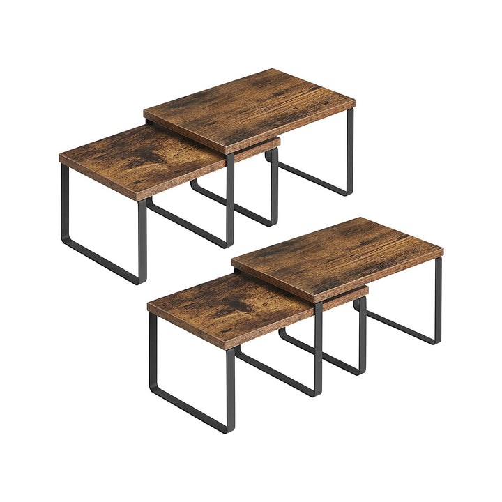 Set of 4 Counter Organizer Shelves for Kitchen - Brown Black