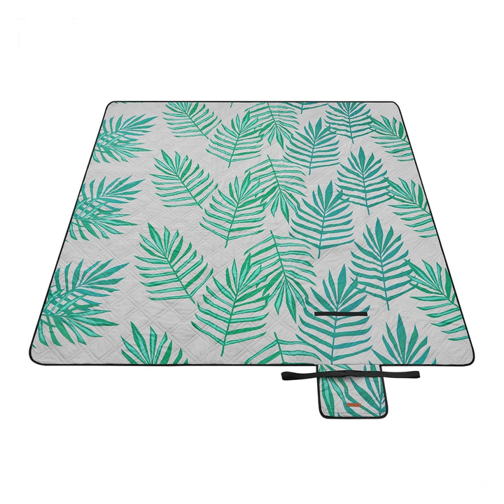 Picnic Blanket 200 x 200 cm Fern Pattern and Grey