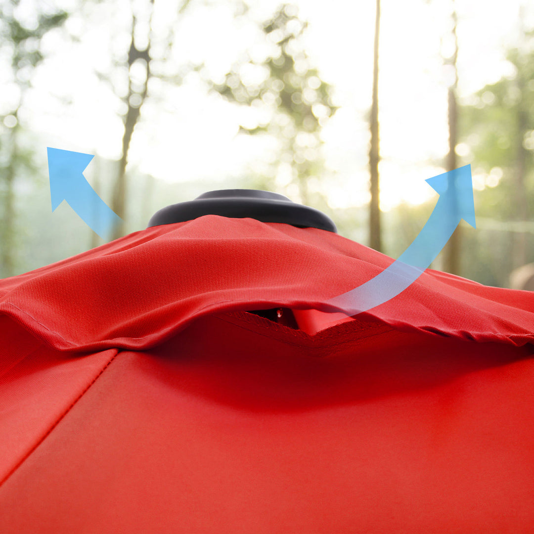 Red Patio Sun Umbrella with Air Vent