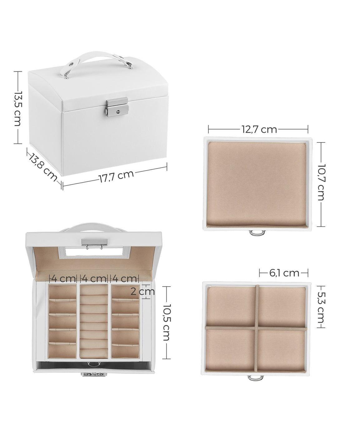 White Jewelry Storage Box for Women