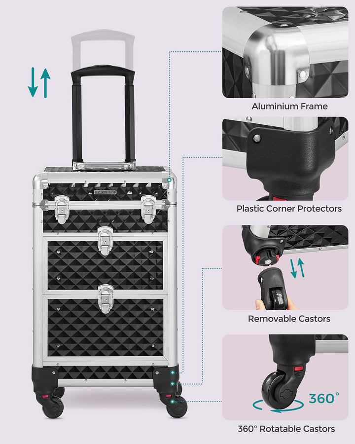 Rolling Lockable Makeup Case