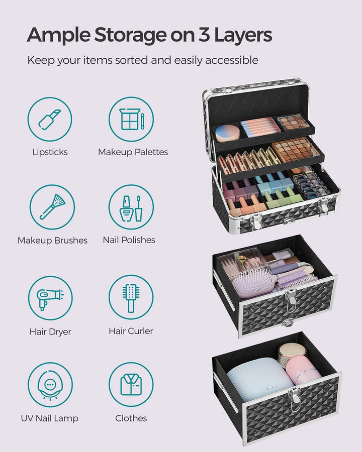 Rolling Lockable Makeup Case