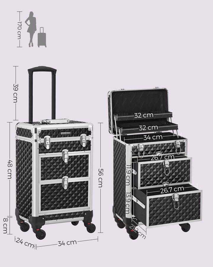 Rolling Lockable Makeup Case