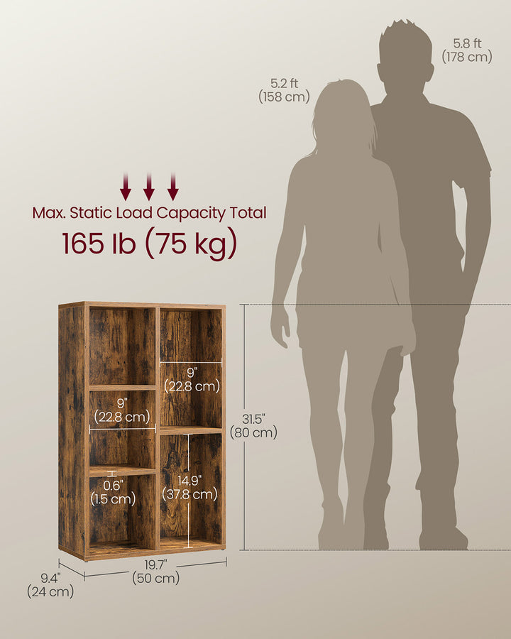 5-Slot Wooden Bookcase