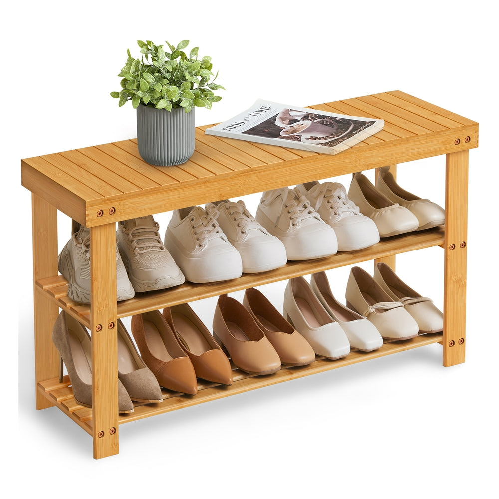Bamboo Storage Shoe Bench