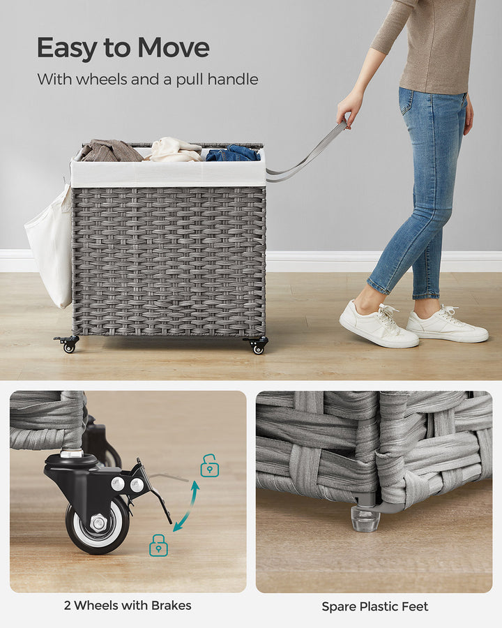 Laundry Basket with 3 Compartments