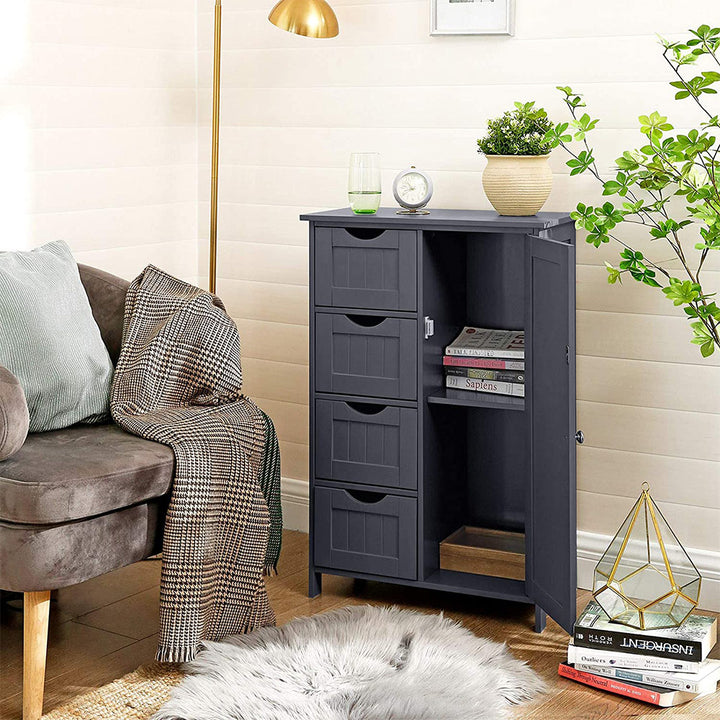 Grey Bathroom Floor Storage Cabinet