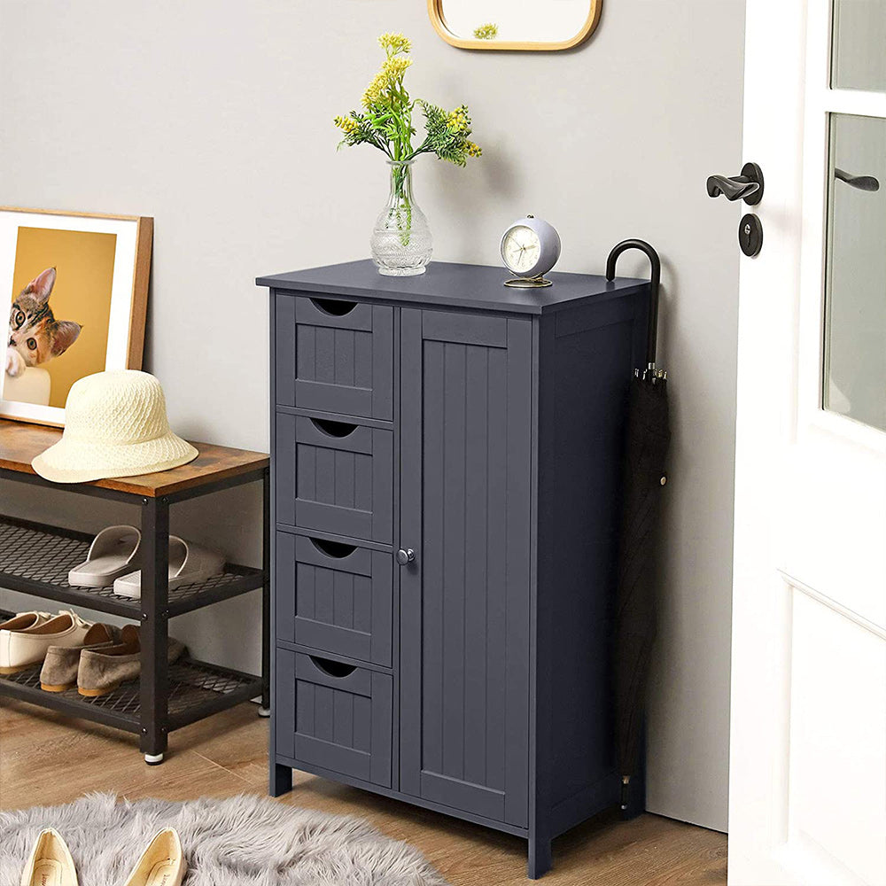 Grey Bathroom Floor Storage Cabinet