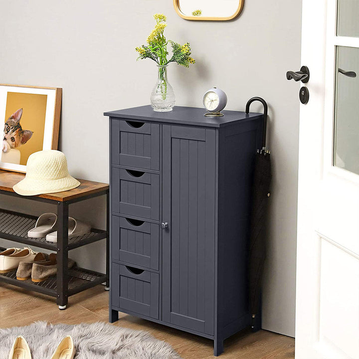 Grey Bathroom Floor Storage Cabinet